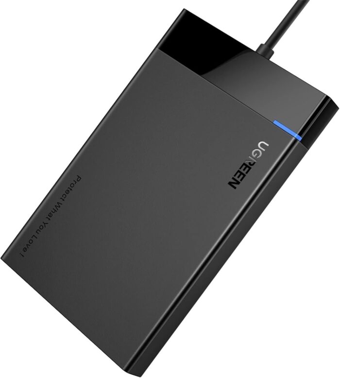 Click to see full view UGREEN 2.5 Inch Hard Drive Enclosure, External USB 3.0 Hard Disk Case SATA HDD Caddy, 5Gbps UASP Supported, Compatible with WD EVO Seagate Crucial Kingston, 0.5m USB A Cable - Image 3