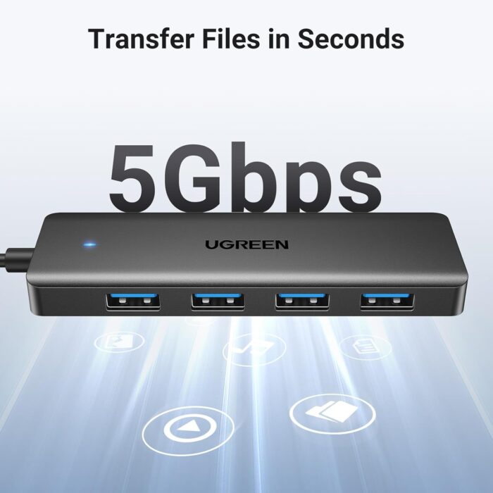 UGREEN USB 3.0 Hub, 4 Ports USB A Splitter Ultra-Slim USB Expander for Mouse, Keyboard, Flash Drive, U Disk, Printer Compatible with Laptop, Desktop PC, Xbox, PS5, and More - Image 2