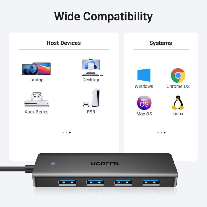 UGREEN USB 3.0 Hub, 4 Ports USB A Splitter Ultra-Slim USB Expander for Mouse, Keyboard, Flash Drive, U Disk, Printer Compatible with Laptop, Desktop PC, Xbox, PS5, and More - Image 3