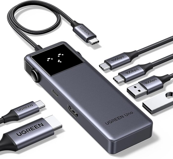 UGREEN Uno 6 in 1 USB-C Hub with 10Gbps USB-C & USB-A Data Ports 4K@60Hz HDMI for MacBook Pro/Air, iPad Pro, Surface, XPS, Thinkpad and More