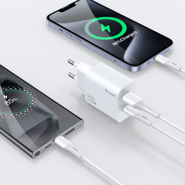 TRUSMI CH11-074 PD20W A+C Charger Set With C TO C  60W Cable (White) - Image 2