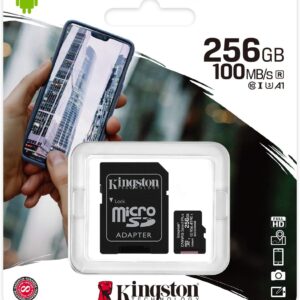 Kingston 256GB Canvas Select Plus microSDXC Card | Up to 100MB/s | A1 Class 10 UHS-I | with Adapter | SDCS2/256GB | Micro SD 256GB