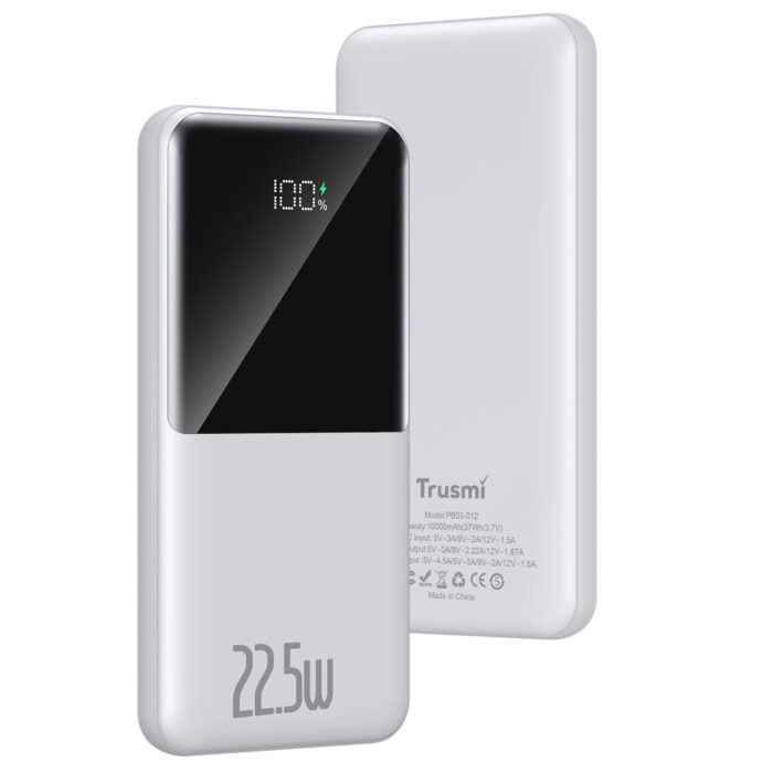 TRUSMI Power Bank White with Digital Display PB03-012 (22.5W) (10000mAh)