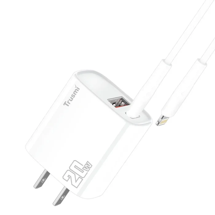 TRUSMI CH11-074 PD20W A+C Charger Set With C TO C  60W Cable (White)