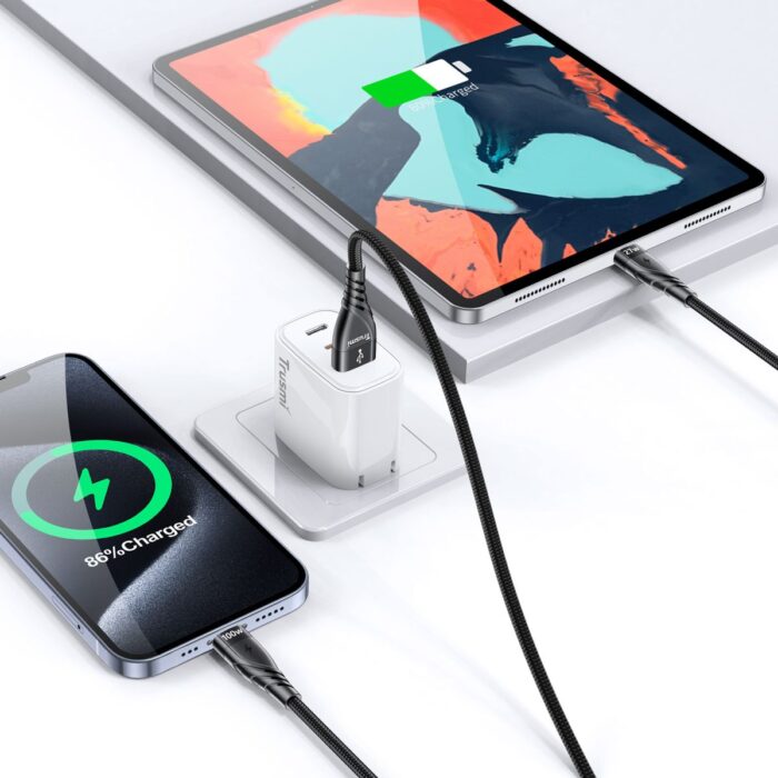 Trusmi CA39-108 100W 2 IN 1 A+C to C+L Braided Cable - Image 2